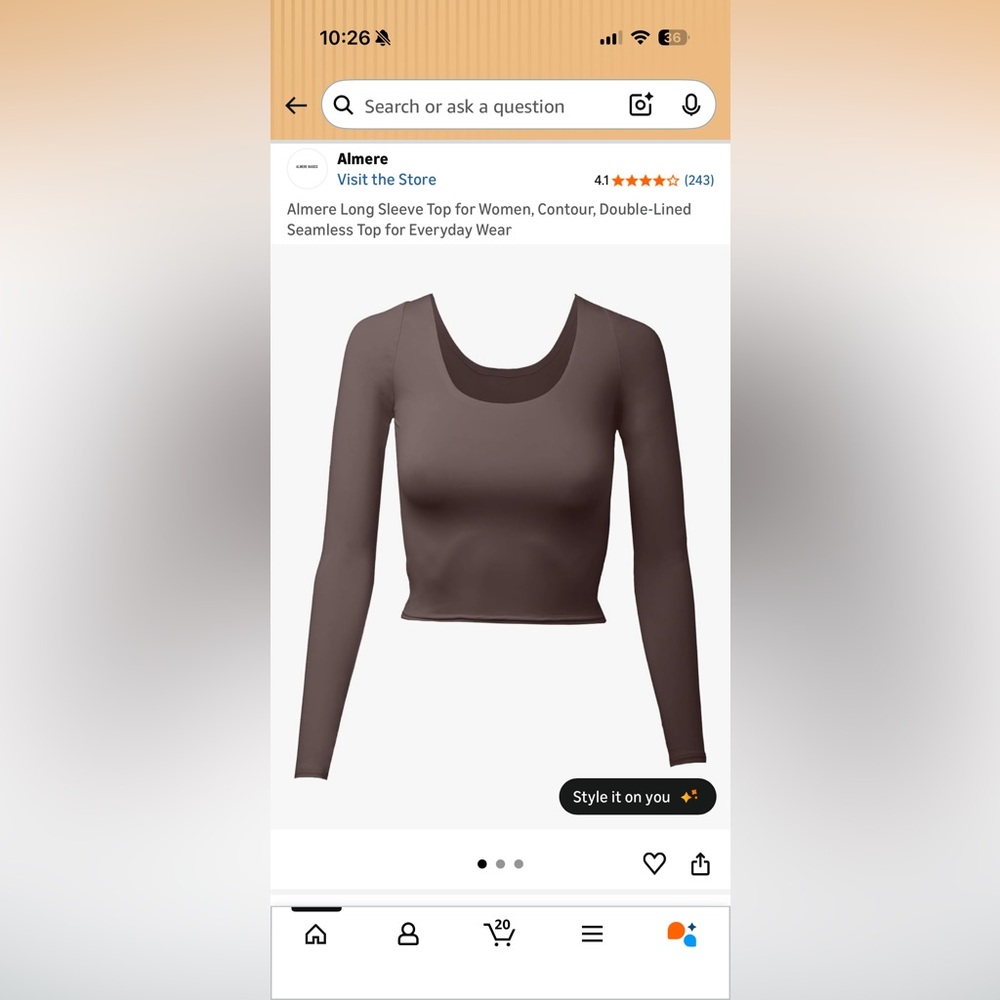Amazon Chocolate Brown Long Sleeve Top